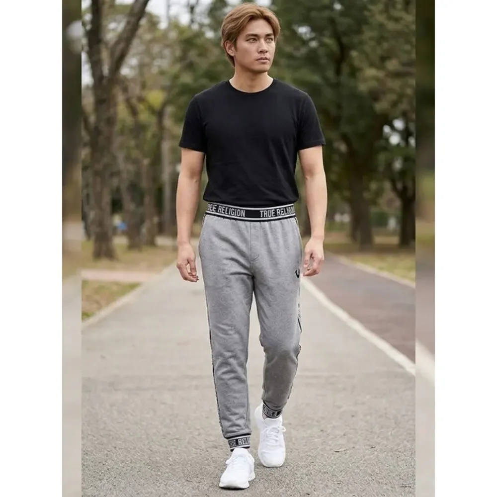 True Religion Gray Knit Tapered Elastic Jogger Pants See Measurements